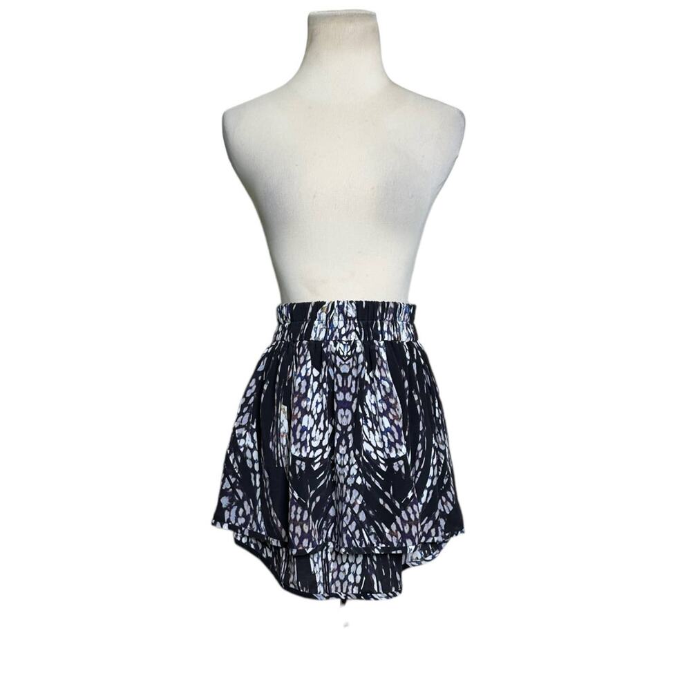 IRO black cream multi print silk layered mini skirt size 34 - US 2
